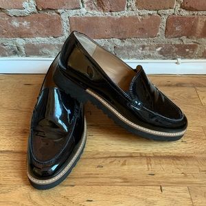 Franco Sarto black patent leather loafer size 7